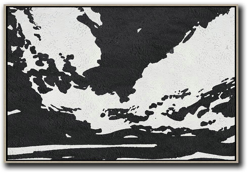 Hand Painted Abstract Art,Oversized Horizontal Minimal Art On Canvas - Modern Paintings On Canvas